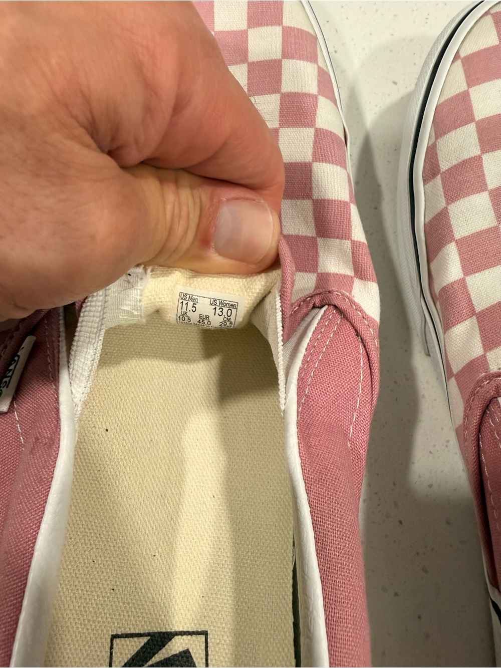 Vans Pink and White Checkerboard Slip-On Sneakers - Picture 4 of 4